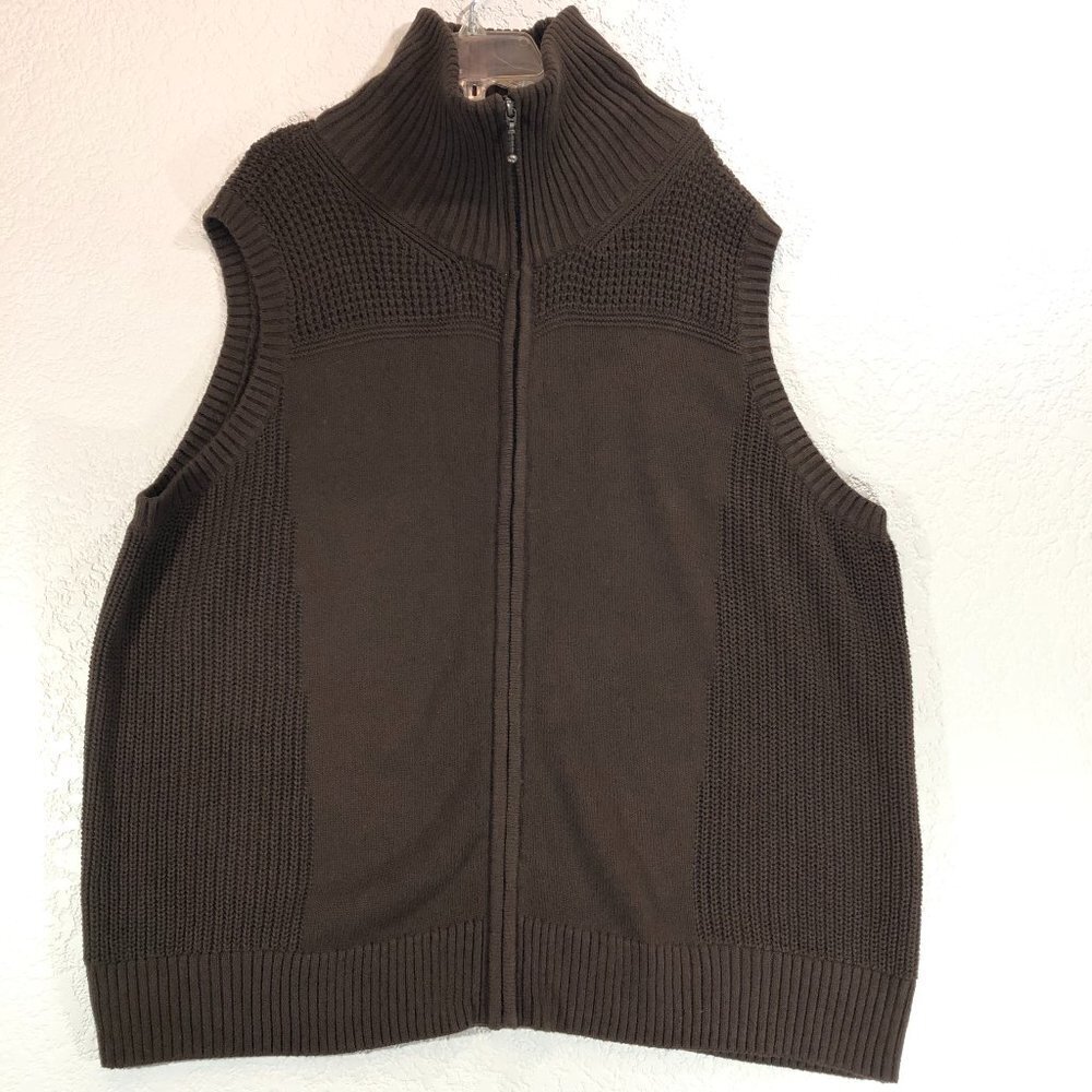 CJ Banks Brown Zip Front Sweater Vest NEW